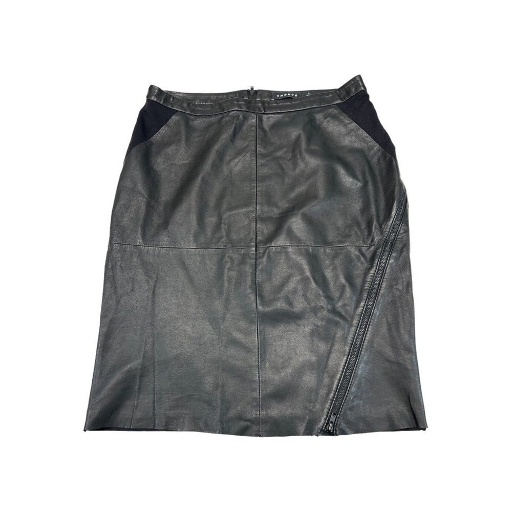 Trouve Womens‎ 4 Leather Rayon Blend Skirt Midi Side Zip Detail Stretch